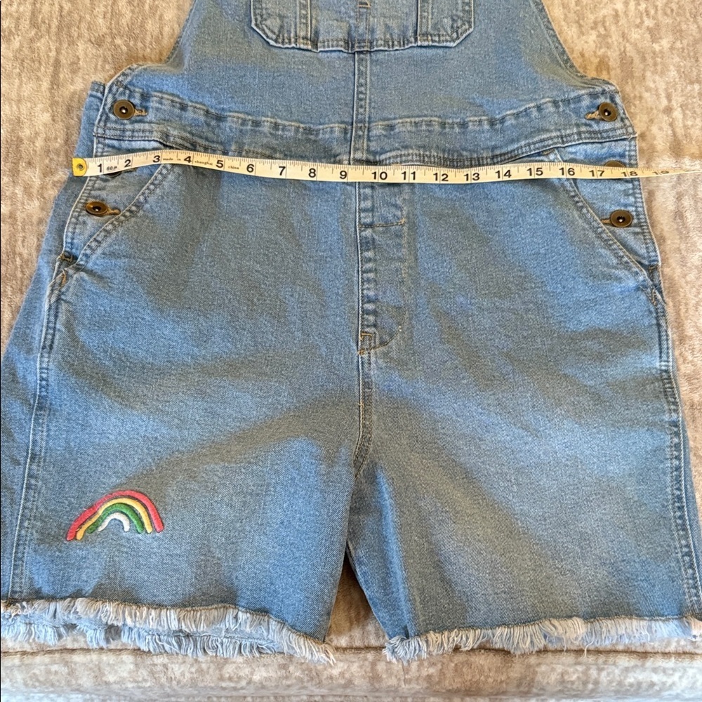 Super Cute Women's Denim Overalls with Rainbow Patch - Picture 4 of 7